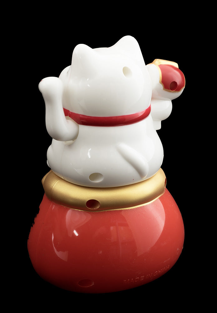 Figurine Solaire Maneki Neko Blanc sur Daruma – Porte-Bonheur Japonais 10.5 ou 15 cm (Copie)