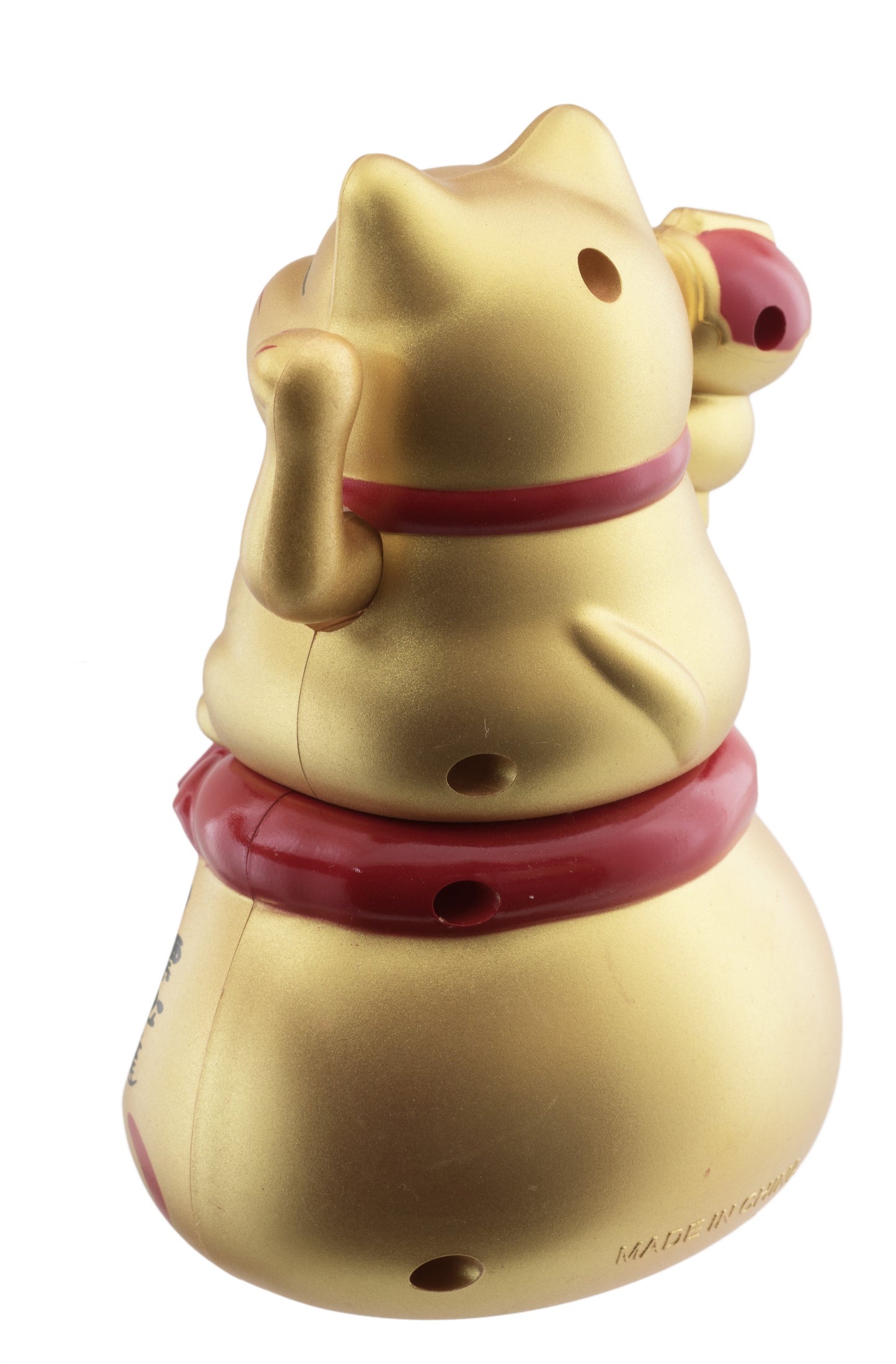 Figurine Solaire Maneki Neko Doré sur Daruma – Porte-Bonheur Japonais 10.5 ou 15 cm