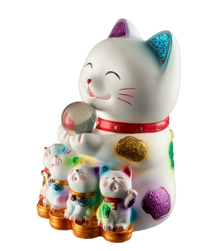 Tirelire Chat Japonais Maneki-Neko et sa Famille 12 cm