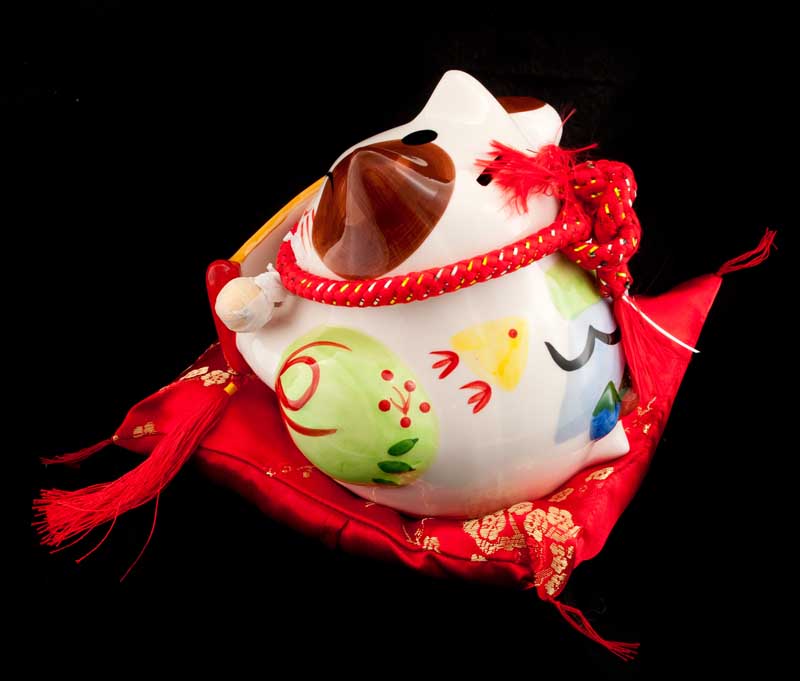 Tirelire Chat Japonais Maneki-Neko en Céramique 17 cm