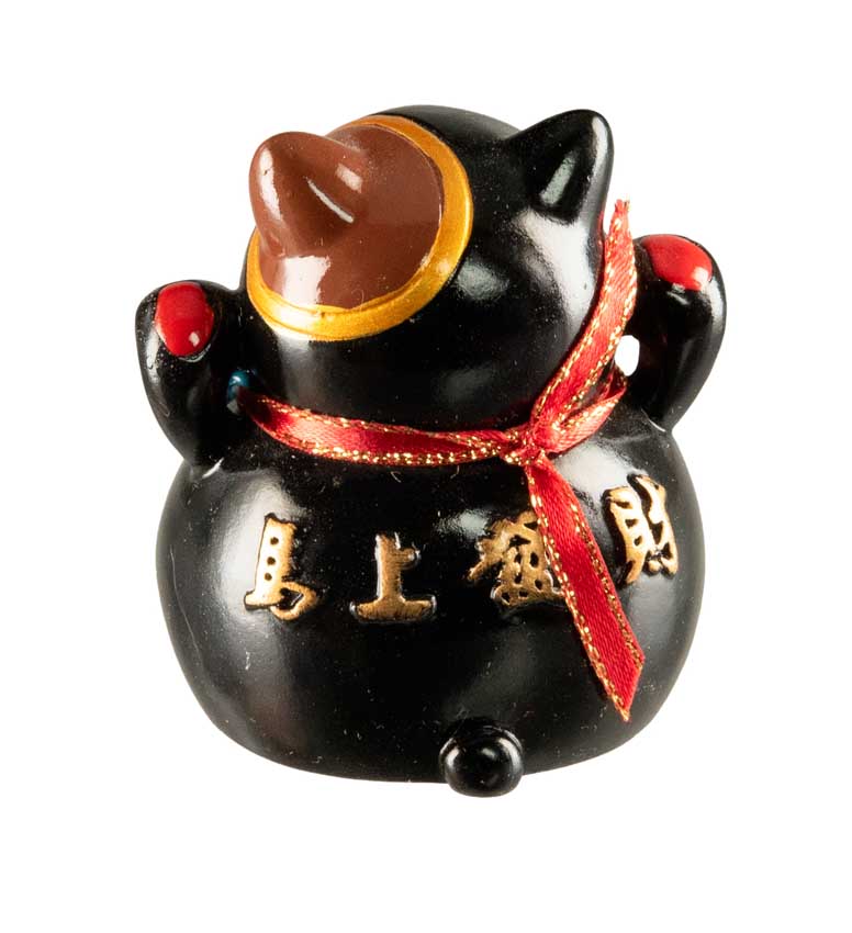 Figurine Chat Maneki-Neko Noir en Résine – Décoration Kawaii 5,5 cm