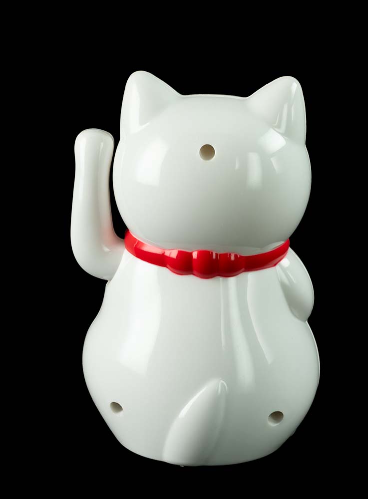 Famille de Chats Japonais Maneki Neko Blanc – Figurine Animée à Pile