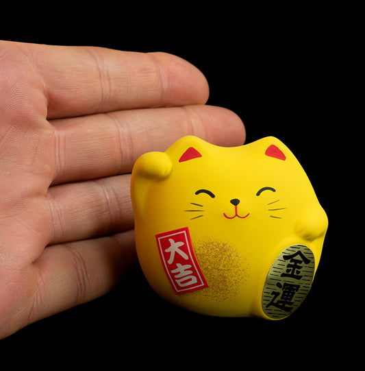 Figurine Maneki-neko Daikichi Jaune – Chat Japonais Fortune 6 cm