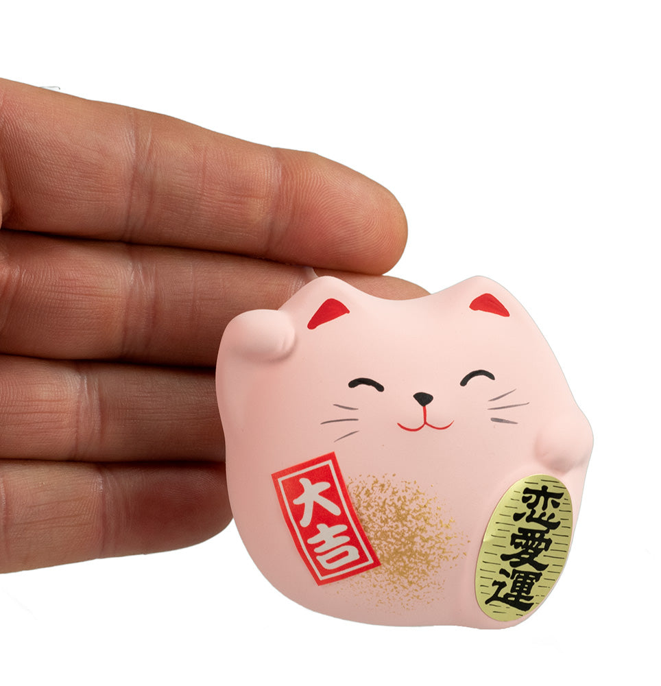Figurine Maneki-neko Daikichi Rose – Chat Japonais Fortune 6 cm