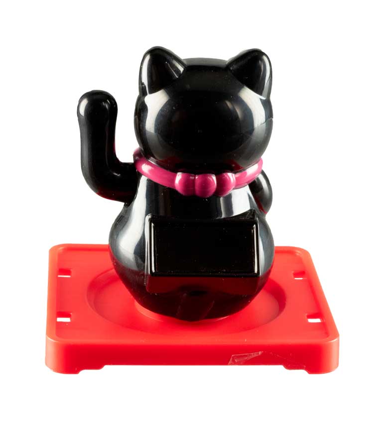 Chat Japonais Maneki Neko Noir Famille de Chats – Figurine Solaire Animée