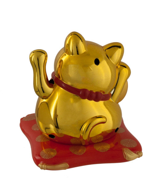 Chat Japonais Maneki Neko Doré – Figurine Solaire Animée