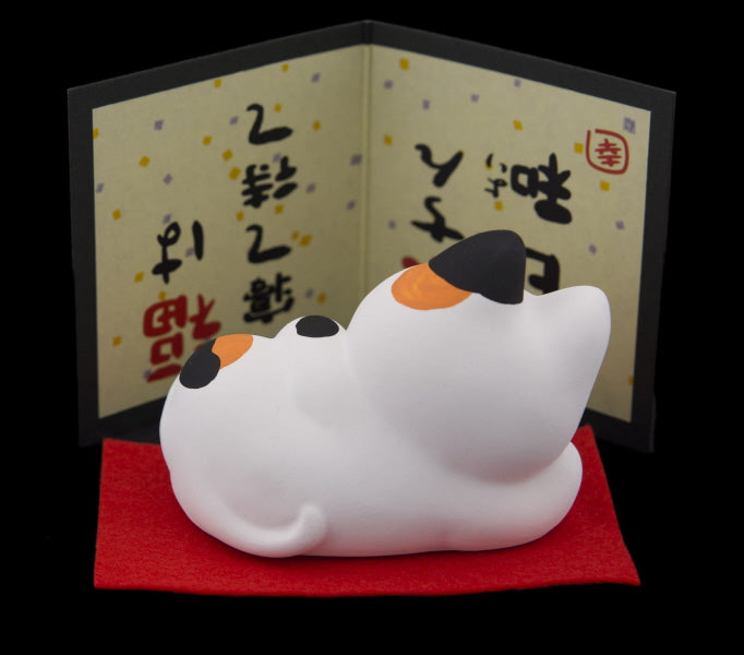 Figurine Chat Japonais Maneki-neko Feng Shui Blanc – Symbole du Bonheur 6 cm