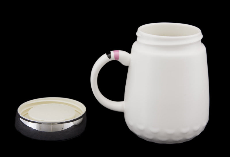 Mug Chat Japonais Maneki Neko en Relief avec Couvercle – 500 ml