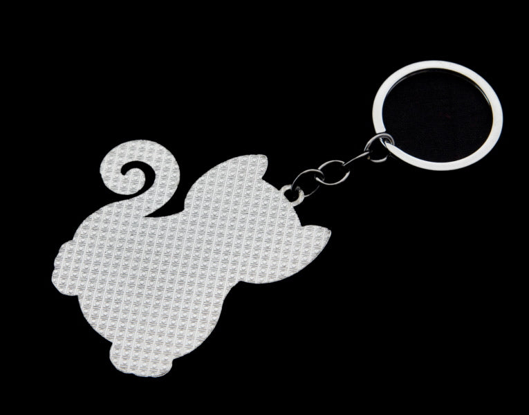Porte-clés Chat Stylisé Métal Émaillé Rose – Bijou de Sac Design
