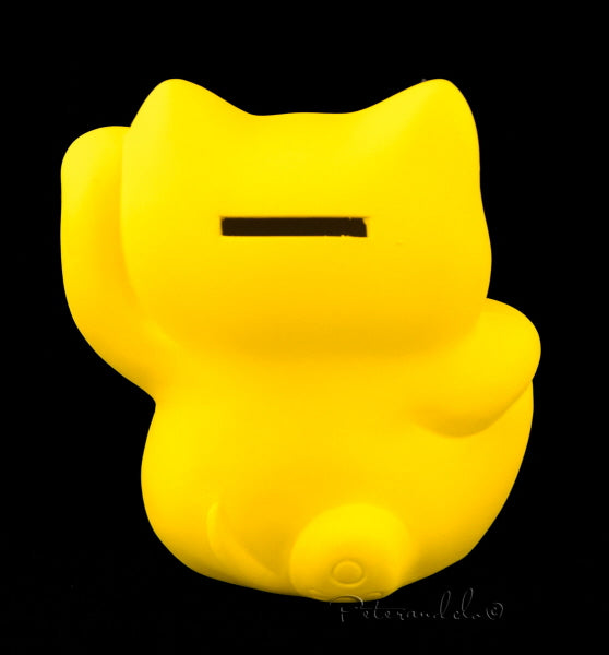 Tirelire Chat Japonais Maneki-Neko Jaune en Céramique