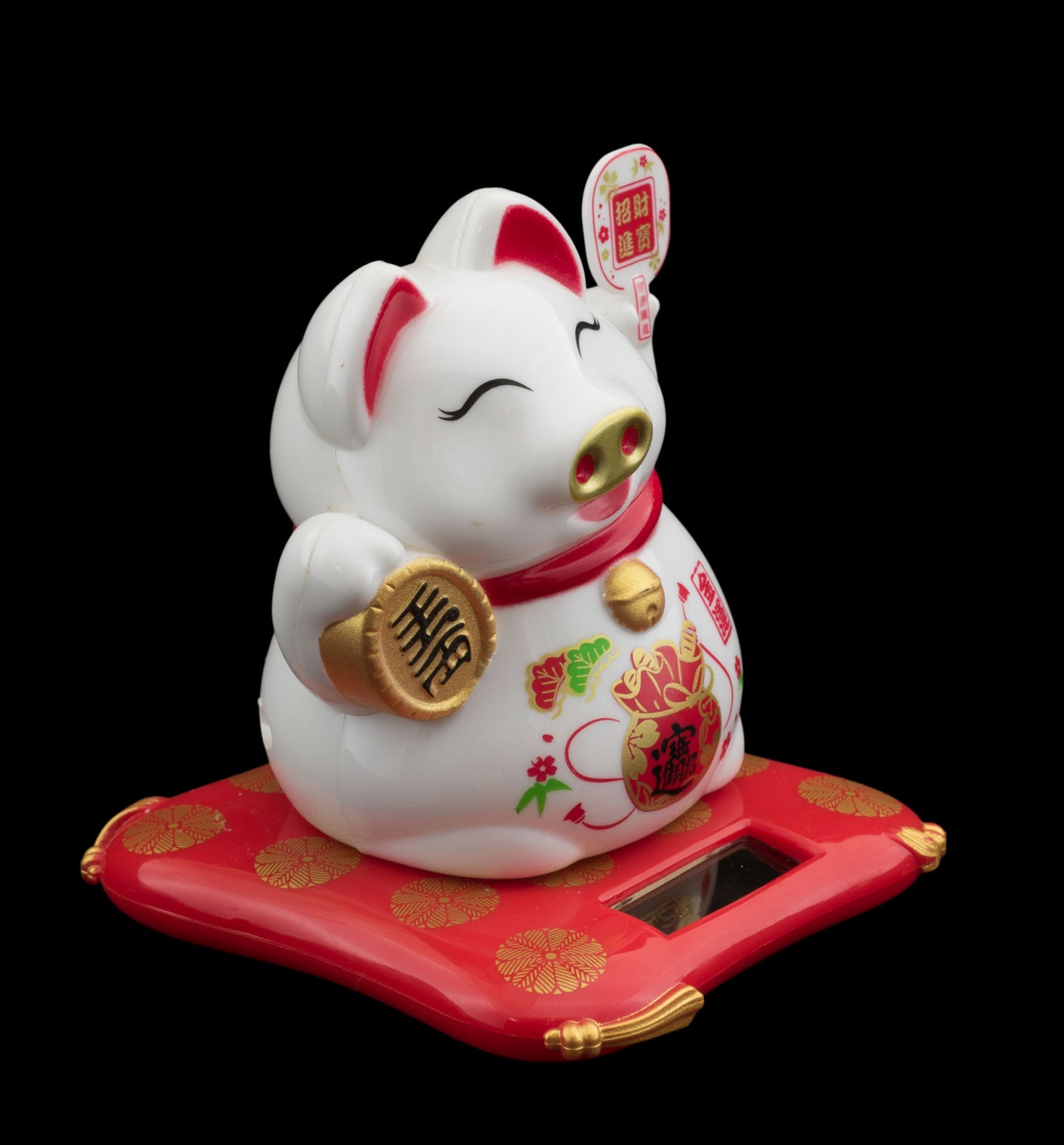 Cochon Blanc Solaire – Figurine Animée de Style Maneki Neko