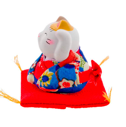 Figurine Chat Maneki-Neko en Céramique – Modèle Unique 6,8 cm