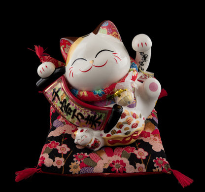 Grande Tirelire Chat Japonais Maneki-Neko en Céramique