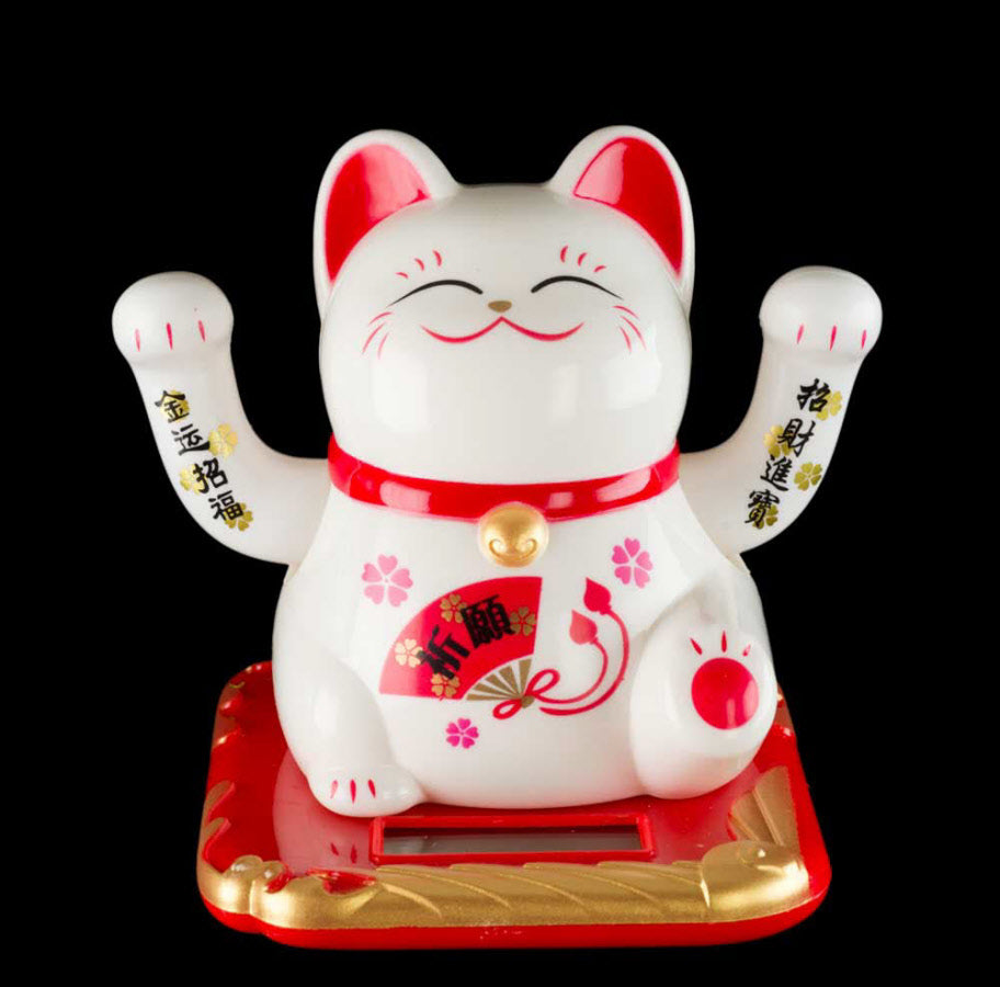 Chat Chinois Maneki Neko – Figurine Solaire Animée 10 cm