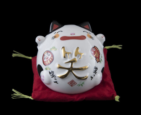 Figurine Chat Japonais Maneki-neko Bobtail aux Oreilles Noires – Série Limitée 6 cm