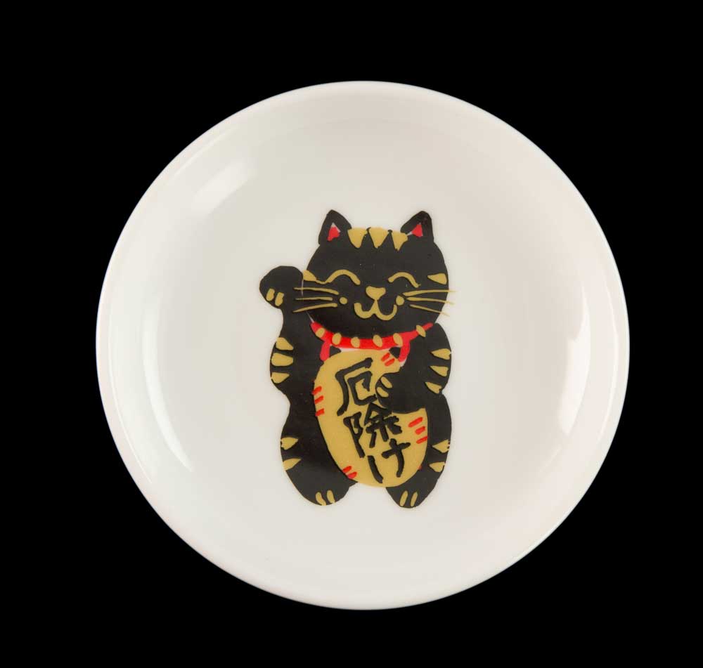 Lot de 5 Coupelles à Sauce Maneki Neko en Porcelaine – Fabriquées au Japon