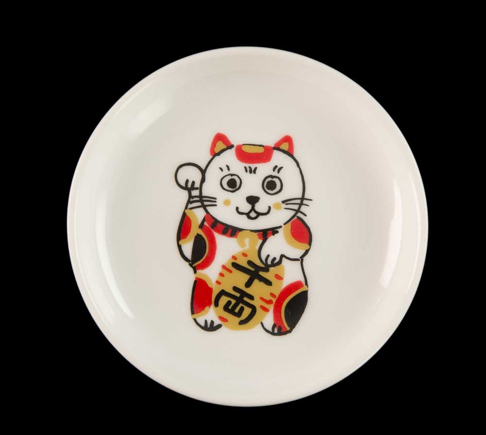 Lot de 5 Coupelles à Sauce Maneki Neko en Porcelaine – Fabriquées au Japon