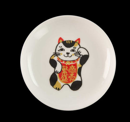 Lot de 5 Coupelles à Sauce Maneki Neko en Porcelaine – Fabriquées au Japon