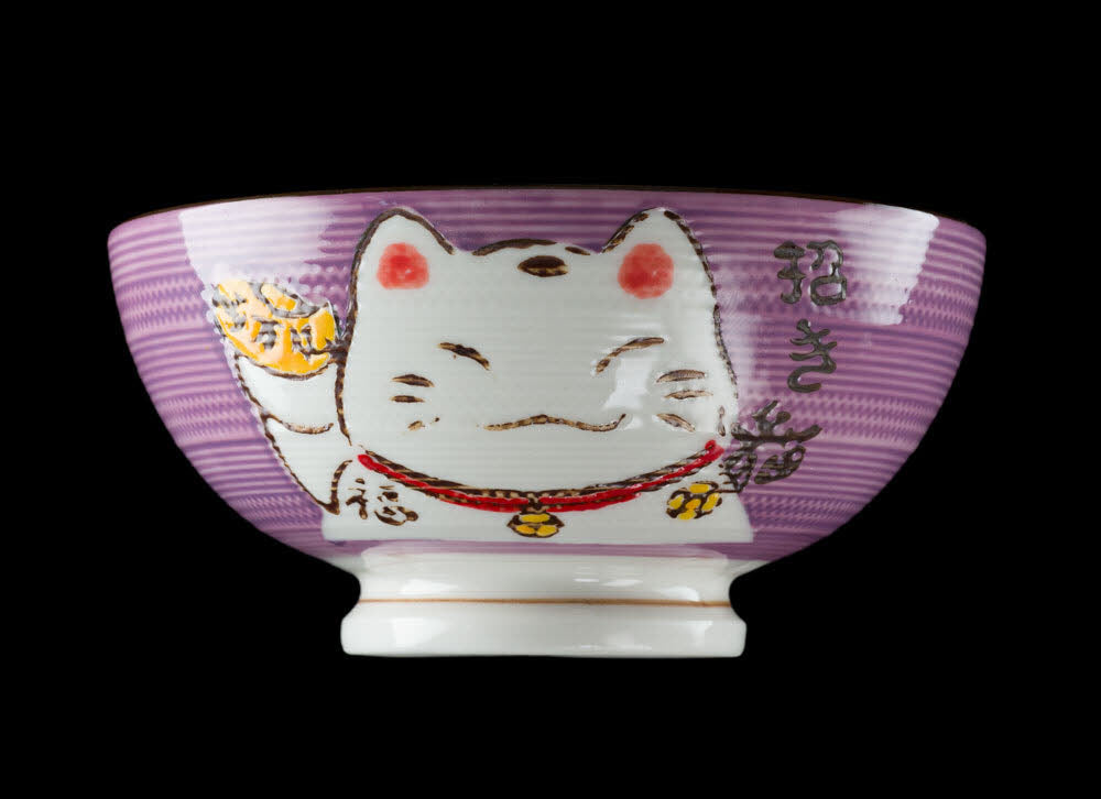 Bol à Riz Kawaii Maneki-Neko Vert en Céramique