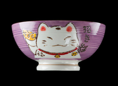 Bol à Riz Kawaii Maneki-Neko Vert en Céramique