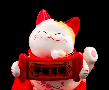 Tirelire Chat Japonais Maneki-Neko en Céramique 14,5 cm