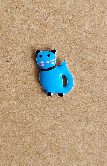 Boucles d'Oreilles Chat Japonais Maneki-Neko Bleu en Argent 925