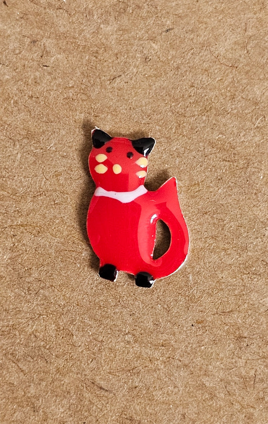 Boucles d'Oreilles Chat Japonais Maneki-Neko Rouge en Argent 925