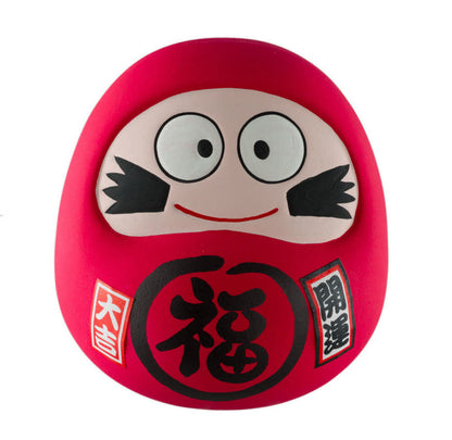 Tirelire Daruma Rouge Kawaii Japonaise en Céramique