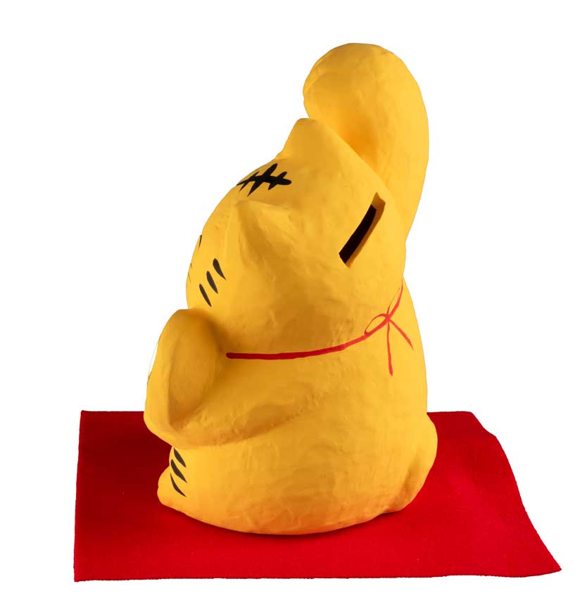 Tirelire Chat Japonais Maneki-Neko Jaune en Céramique