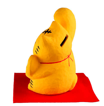 Tirelire Chat Japonais Maneki-Neko Jaune en Céramique