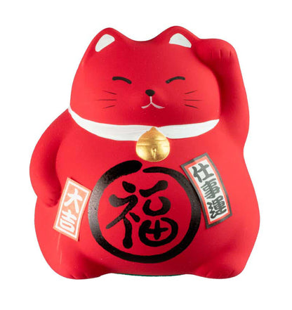 Tirelire Chat Japonais Maneki-Neko Rouge en Céramique