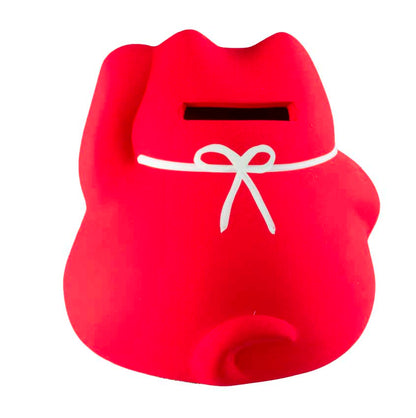 Tirelire Chat Japonais Maneki-Neko Rouge en Céramique