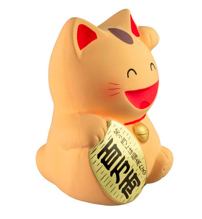 Tirelire Chat Japonais Maneki-Neko Jaune Pâle en Céramique