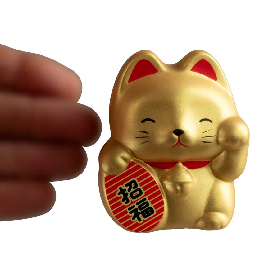 Tirelire Chat Japonais Maneki-Neko Doré en Céramique