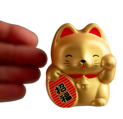 Tirelire Chat Japonais Maneki-Neko Doré en Céramique