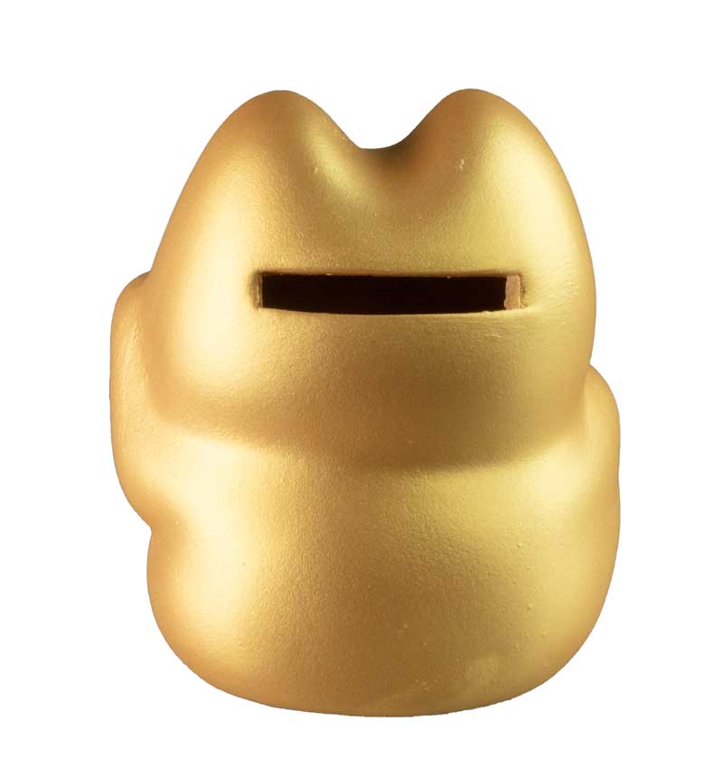 Tirelire Chat Japonais Maneki-Neko Doré en Céramique