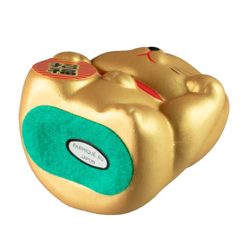 Tirelire Chat Japonais Maneki-Neko Doré en Céramique