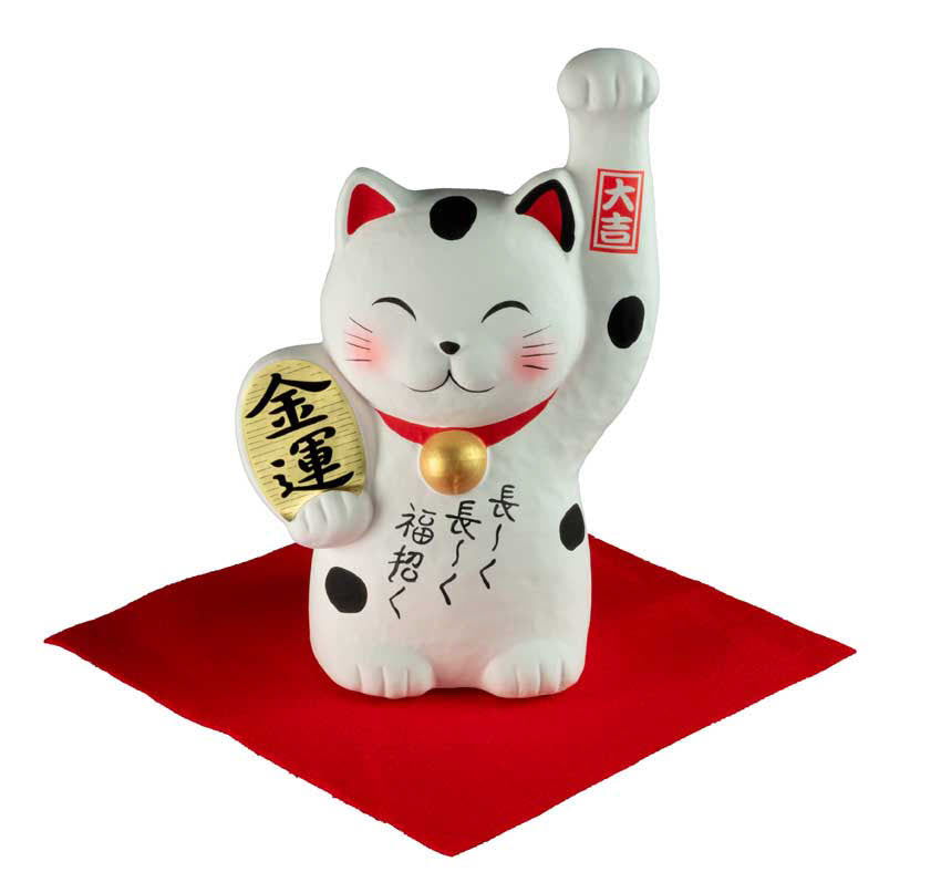 Tirelire Chat Japonais Maneki-Neko en Céramique 16 cm