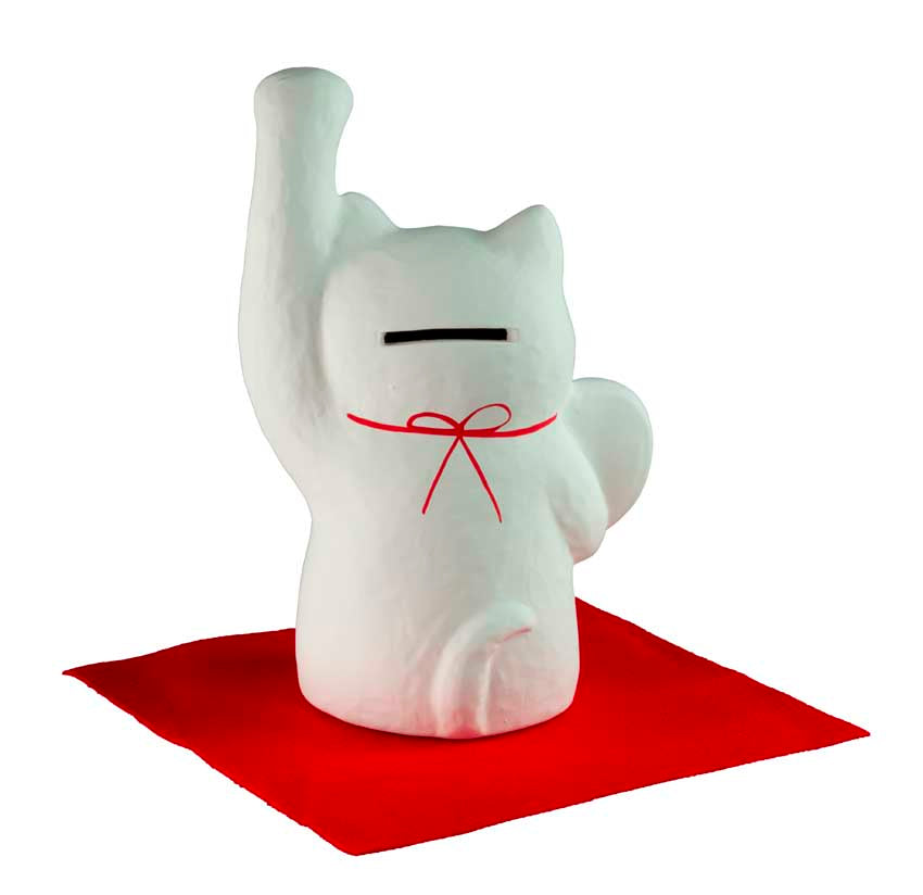Tirelire Chat Japonais Maneki-Neko en Céramique 16 cm