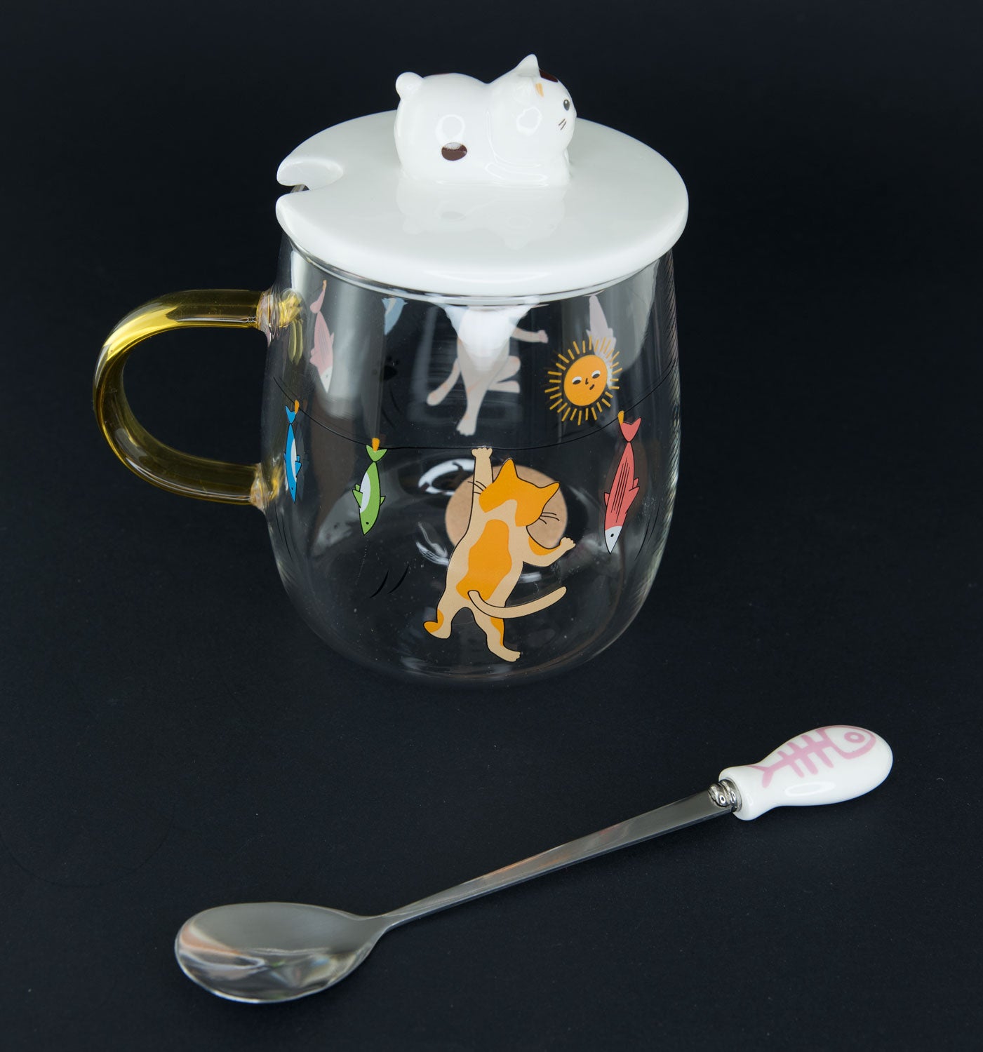 Tasse Doseur Maneki Neko avec Couvercle en Céramique – 400 ml