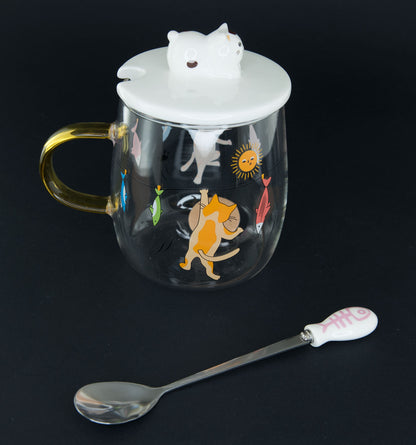 Tasse Doseur Maneki Neko avec Couvercle en Céramique – 400 ml