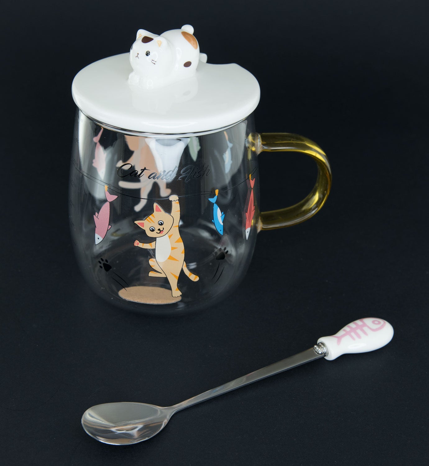 Tasse Doseur Maneki Neko avec Couvercle en Céramique – 400 ml