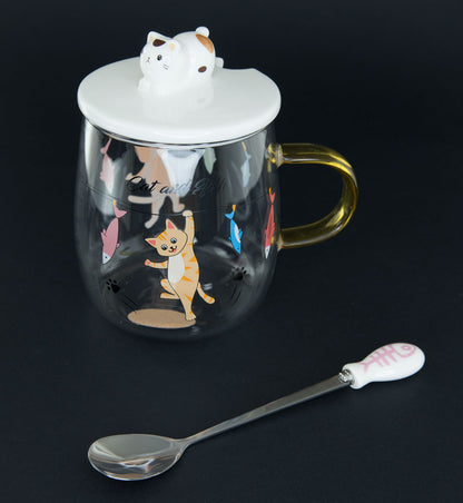 Tasse Doseur Maneki Neko avec Couvercle en Céramique – 400 ml
