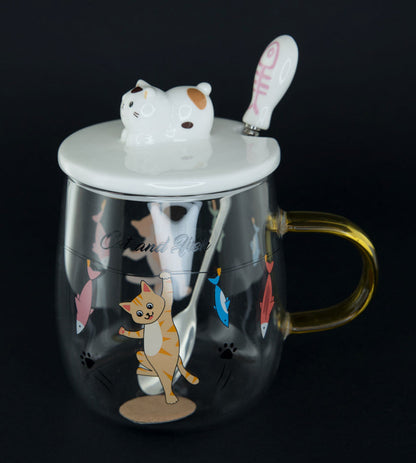 Tasse Doseur Maneki Neko avec Couvercle en Céramique – 400 ml