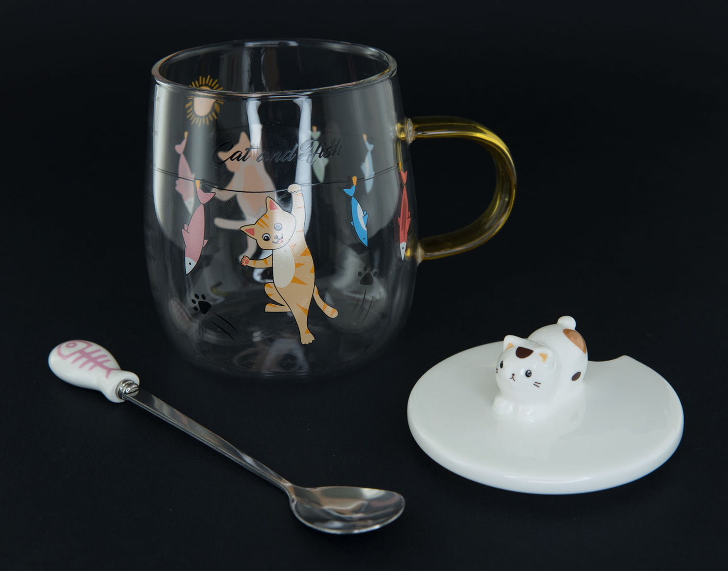 Tasse Doseur Maneki Neko avec Couvercle en Céramique – 400 ml