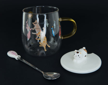 Tasse Doseur Maneki Neko avec Couvercle en Céramique – 400 ml