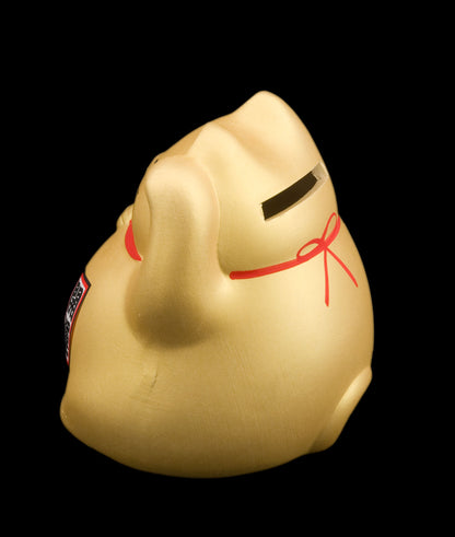 Tirelire Chat Japonais Maneki-Neko Doré en Céramique