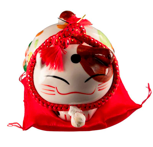 Tirelire Chat Japonais Maneki-Neko Chanceux en Céramique