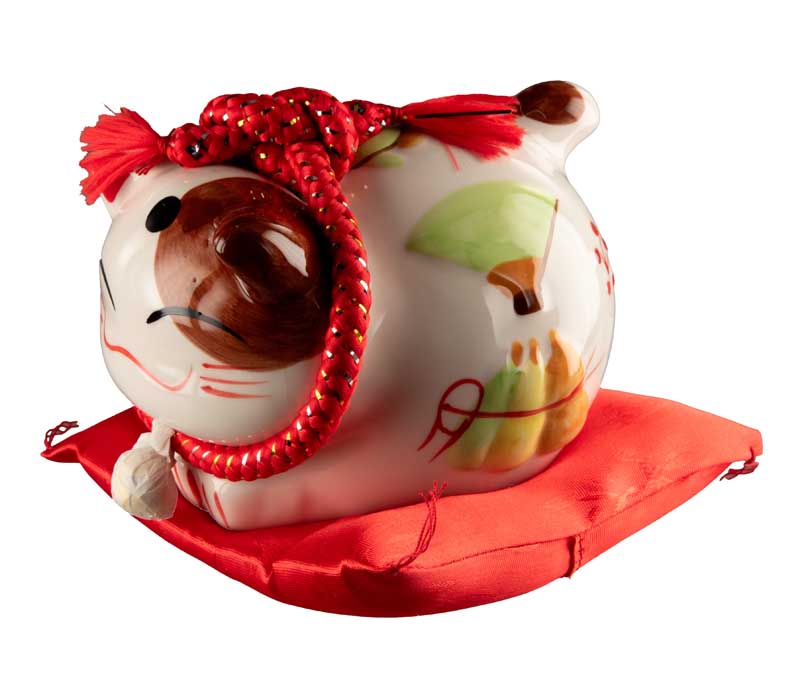 Tirelire Chat Japonais Maneki-Neko Chanceux en Céramique