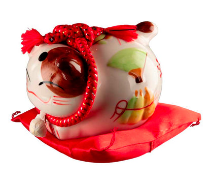 Tirelire Chat Japonais Maneki-Neko Chanceux en Céramique
